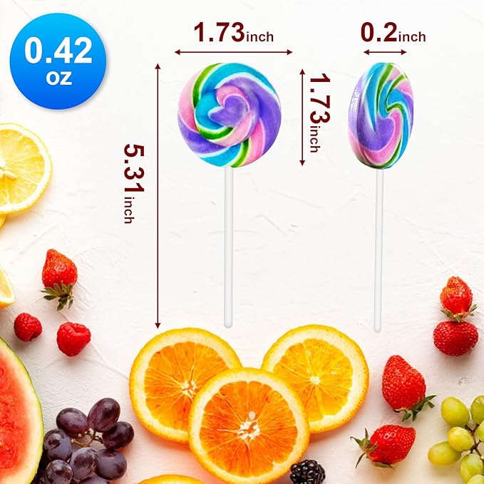 32 Pack Rainbow Swirl Blueberry Lollipops - Mermaid Lollipop Candies Individually Wrapped Bulk for Birthday Party Candies, Girls Baby Shower Unicorn Candy Lollipops Suckers