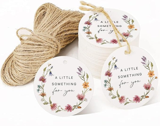 50 Floral Thank You Gift Tags with String Attached, Small Thank You for Celebrating with Us Gift Bag Tags for Presents and Personalized Party Favors - Baby Shower, Wedding, Bridal Shower, Birthday