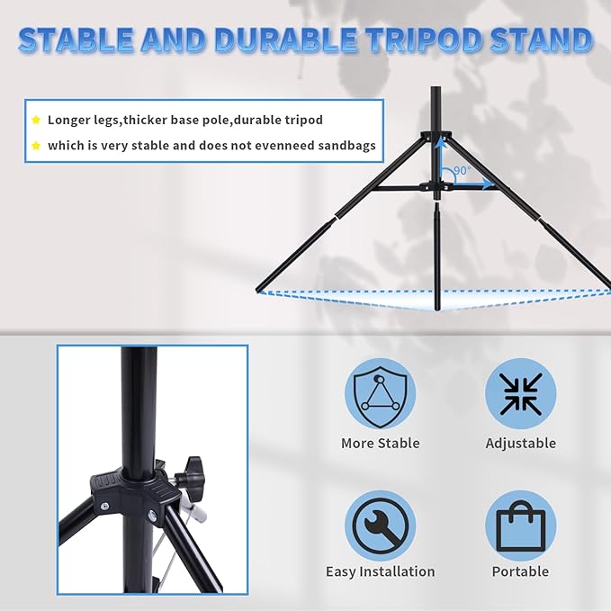 Backdrop Stand, 8.5x10ft(2.6x3m) Photo Studio Adjustable Background Stand Support Kit with 5 Crossbars, 6 Backdrop Clamps and and Carrying Bag for for Photo Video Shooting, Parties, Wedding