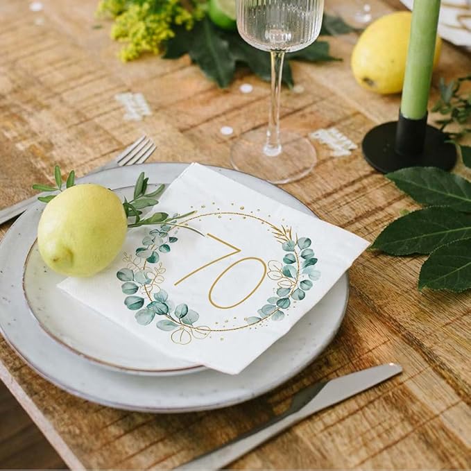 70th Birthday Napkins, 40 Pack of 70th Anniversary Napkins Decorations for Men and Women, 3-Ply White Cheers to 70 Years Napkin, Birthday Wedding Anniversary Party Napkin