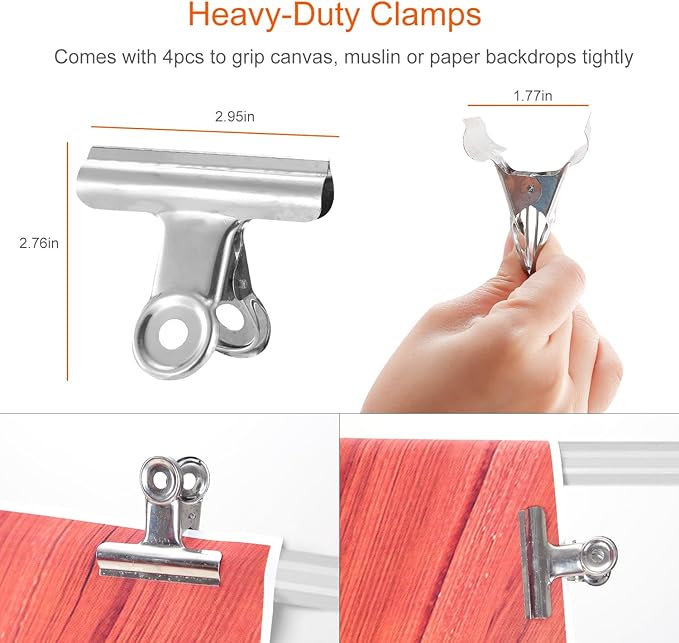 iMounTEK Backdrop Stand Photo Video Studio, 10Ft Wide Adjustable Backdrop Stand, Background Support System Kit with Clamps Carry Bag for Photography/Wedding/Party Decoration(White)