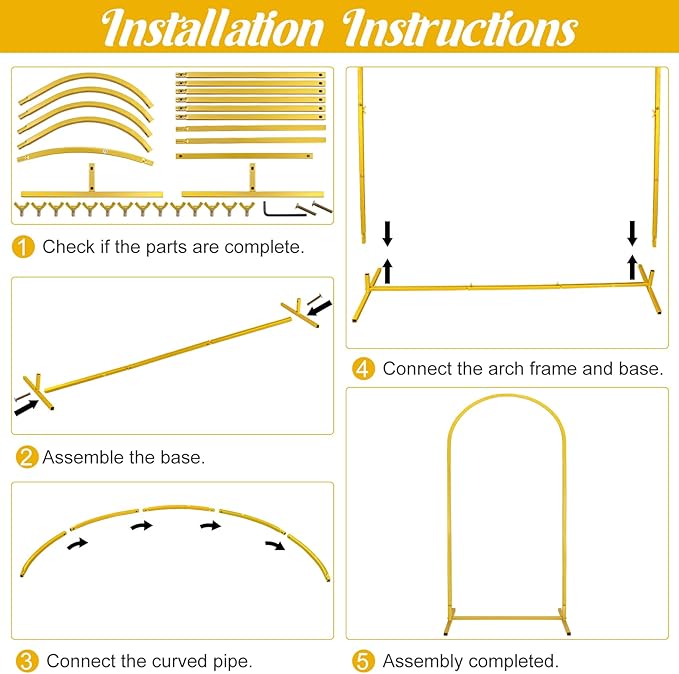Metal Arch Stand and Cover Set,1 Burgundy Spandex Fitted Backdrop with 1 Gold Wedding Arched Stand Frame for Parties Birthday Baby Shower Bridal Banquet Decoration (6.6FT)