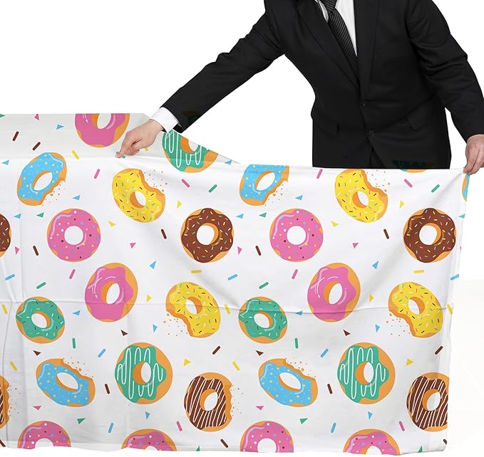 Gatherfun Donut Party Supplies: 2-Pack Donut Birthday Party Decorations,Disposable Plastic Tablecloth, Ideal Table Cover for Two Sweet Birthday, Baby Shower & Themed Parties, 54 x 108 Inch