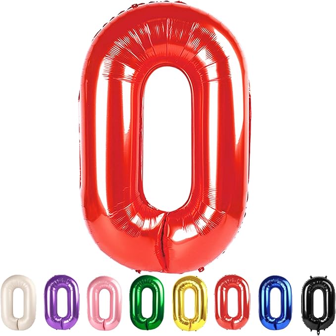 0 Balloons Numbers Birthday Decorations for Women Men, Number Balloons 40 In, Red Birthday Party Decorations Big Balloons for 10 20 30 Wedding, Celebration Party, Graduations