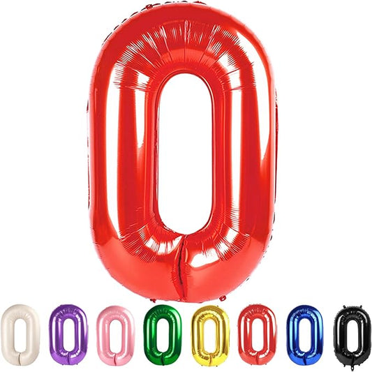 0 Balloons Numbers Birthday Decorations for Women Men, Number Balloons 40 In, Red Birthday Party Decorations Big Balloons for 10 20 30 Wedding, Celebration Party, Graduations