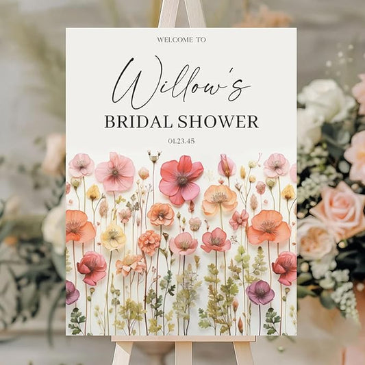 Personalized Bridal Shower Welcome Sign, Minimalist Wildflower Floral Poster, Modern Wedding Shower Welcome Board, Custom Bridal Decorations for Indoor or Outdoor Use - 02