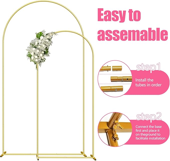 Wedding Arch Backdrop Stand for Parties,Metal Arch Backdrop Stand with Storage Bag for Wedding Ceremony Birthday Party Bridal Baby Shower Photo Booth Garden Floral Balloon Arches Decoration(6.6FT)
