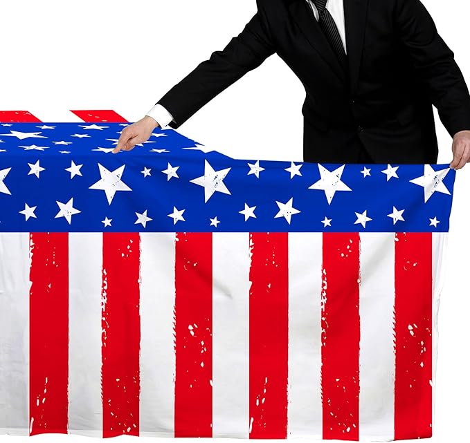 Gatherfun 4th of July Party Supplies Set- American Flag Patriotic Theme Kit for Independence & Election Day Decorations, Disposable Plastic Tablecloth - for Patriotic & 4th of July Decorations,2PCS