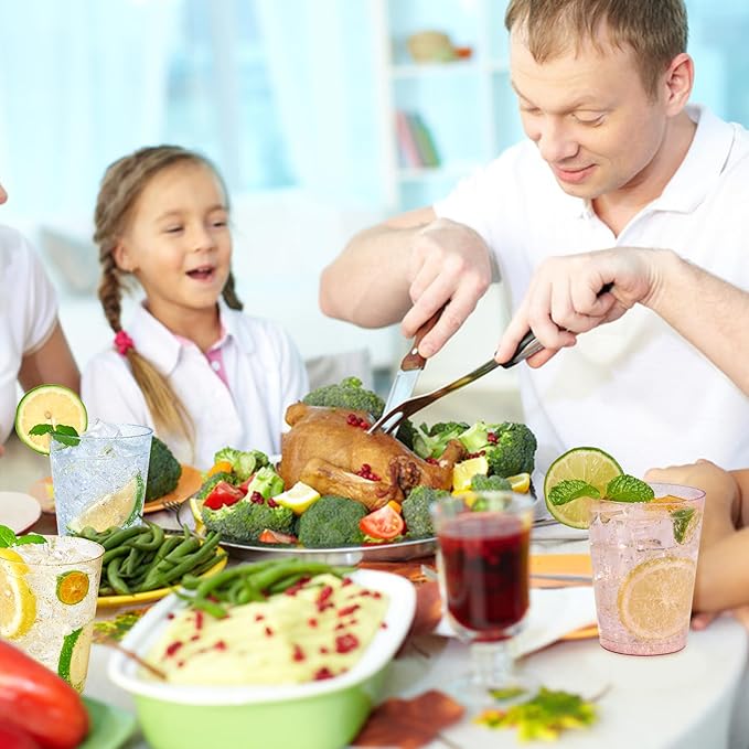 JOLLY CHEF 100 Pack 10 oz Plastic Cups, Disposable Party Cups in Assorted Colors, Plastic Glasses with 4 Colors Suitable for Wedding, Thanksgiving Day, Christmas Party