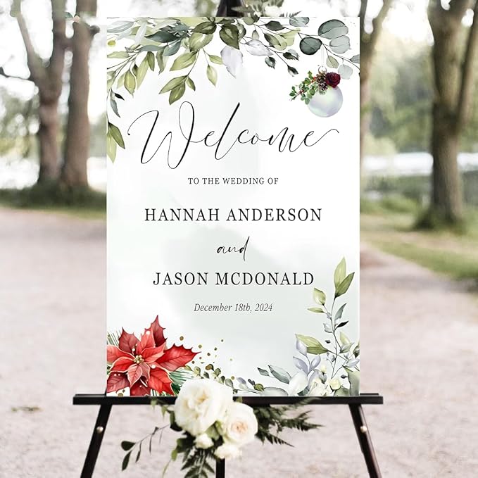 Personalized Christmas Wedding Welcome Sign, Holiday Welcome Sign, Tis the Season to be Married Sign, Winter Wedding Sign, Winter Wedding Decor, Custom Christmas Wedding Sign #2
