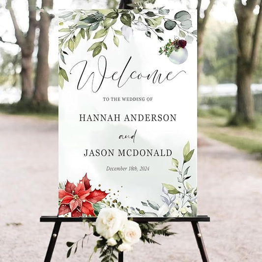 Personalized Christmas Wedding Welcome Sign, Holiday Welcome Sign, Tis the Season to be Married Sign, Winter Wedding Sign, Winter Wedding Decor, Custom Christmas Wedding Sign #2