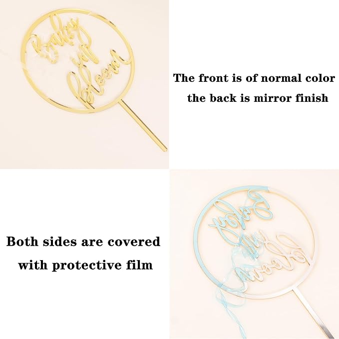 Sweet Baby Girl Cake Topper - Glitter Gold Acrylic Girl Baby Shower Cake Decorations, Gender Reveal Cake Pick (Baby Girl Gold)