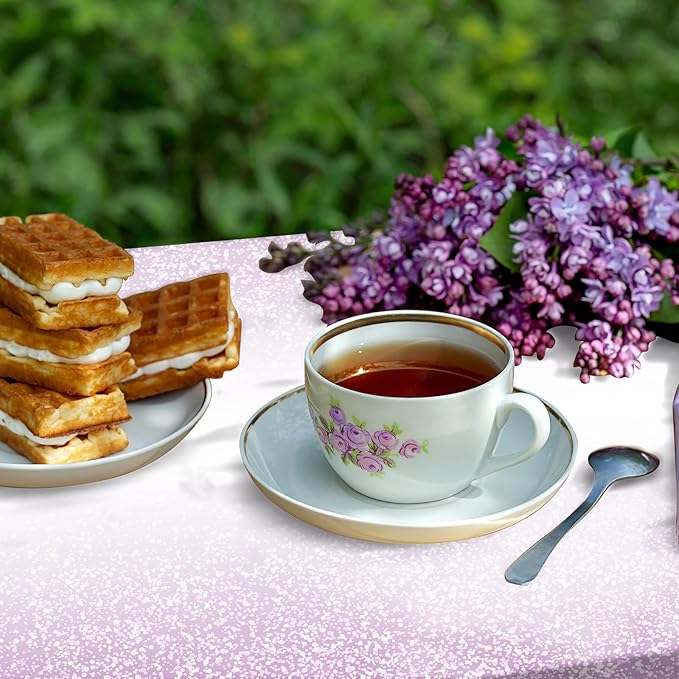 6 Pack Ombre Plastic Tablecloth for Parties, Gradient Pastel Purple Disposable Tablecloths for Rectangle Tables, Sprinkle Table Cover for Wedding Birthday Anniversary Party, 54 x 108Inch