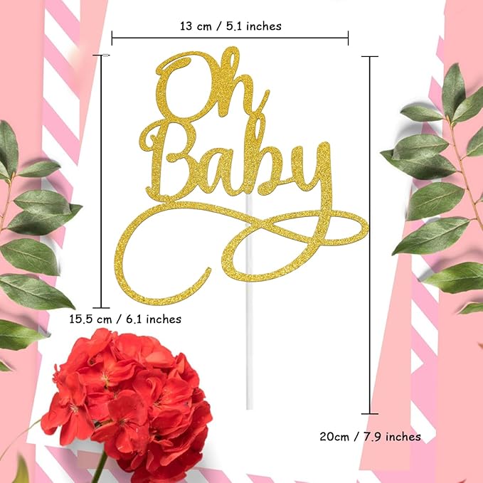 1 Pack Oh-Baby Cake Toppers Boy or Girl Theme Baby Shower Cupcake Picks for Gender Reveal, Kids Birthday Party Decoration(Style B)