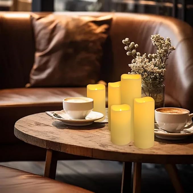 Set of 24 Waterproof Outdoor Flameless Candles,Realistic LED Candles with 4 Remote and Timer,(H 4" 5" 6" x D 2.2"),for Halloween Wedding Festival Decor.