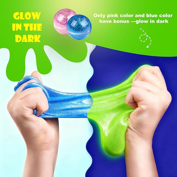 36 Pack Slime Kit for Girls Ages 4-12 | Bulk Non-Toxic Super Stretchy DIY Clear Slime with Glitter, Foam Beads, Charms & Accessories | Advent Calendar, Stocking Stuffers, Party Favors & Birthday Gifts