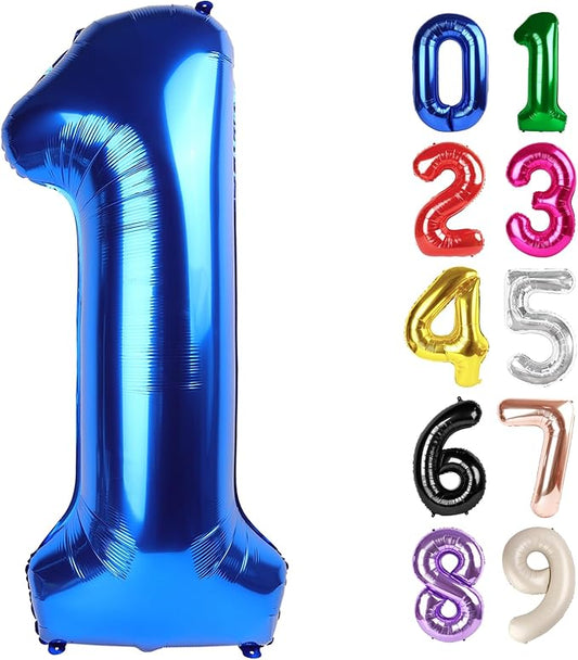 1 Balloon - Metallic Blue Birthday Number Balloons, 40 Inch Large Foil Balloons for Men Women Boys Girls Metallic Blue Themed Birthday Decorations