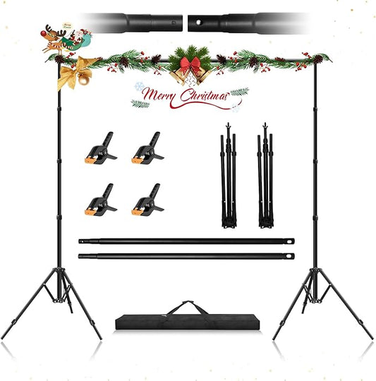 Jiang&Rong 8.5 x 10ft (H x W) Portable Photo Backdrop Stand Kit, Adjustable Banner Stand with Carrying Bag for Wedding, Birthday, Party, Photography