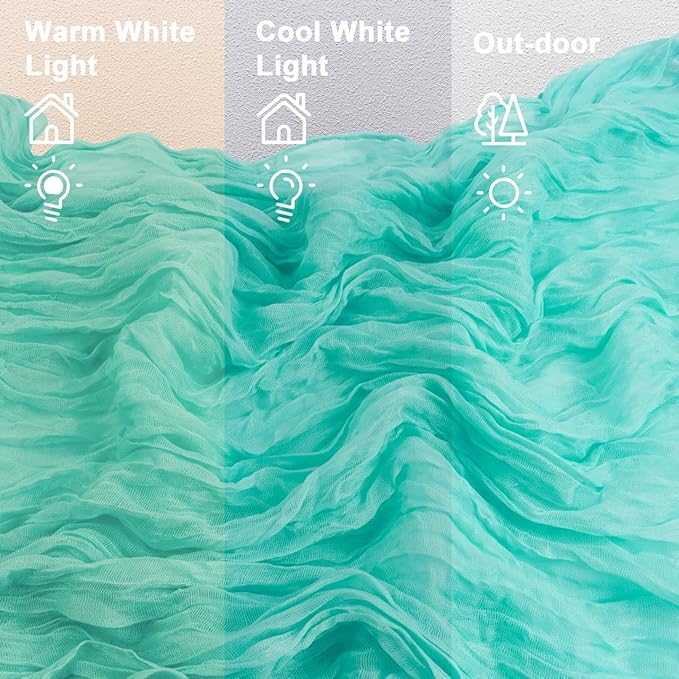 FEXIA 3 Pack Sky Blue Table Runner 35x120 Inches for Baby Shower Decoration Gauze Rustic Table Runner for Wedding Party First Communion Centerpiece Engagement Bridal Shower Boho Decoration