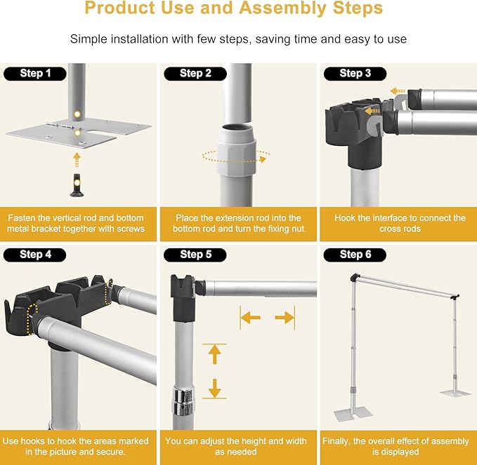 Jiang&Rong 10x10Ft Double Crossbar Backdrop Stand - Pipe and Drape Heavy Duty Adjustable Metal Frame with Drape Kit, Photographic Studio Backdrop Stand for Wedding, Birthday Party, Banquet Decorations