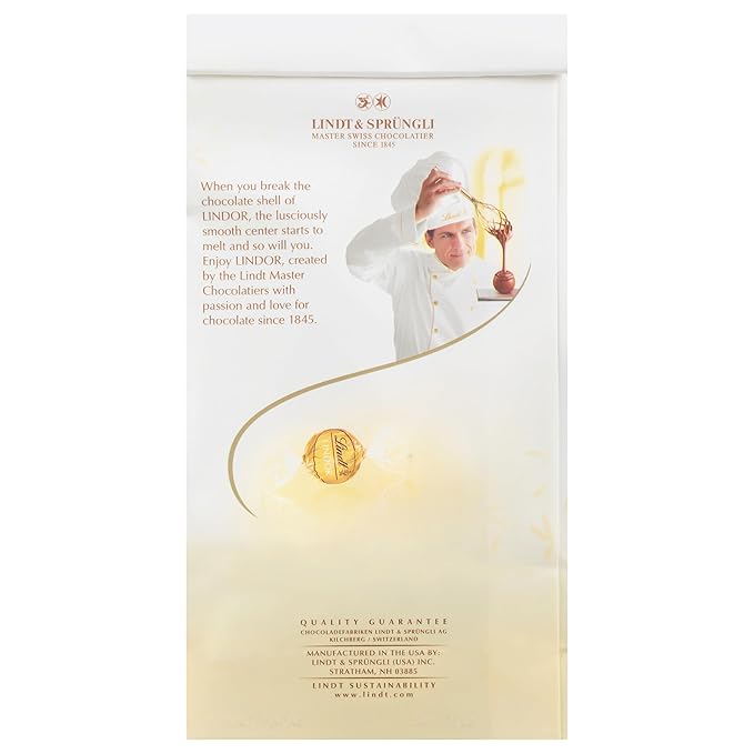 Lindt LINDOR White Chocolate Truffles, White Chocolate Candy with Smooth, Melting Truffle Center, Great for Gift Giving, 5.1 oz. Bag (6 Pack)