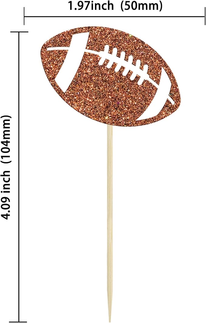 24Pcs Rugby Football Cupcake Toppers Rugby Ball Cupcake Picks Sports Ball Theme Cake Decoration for Rugby Super Baby Shower Kids Birthday Party Decorations Supplies