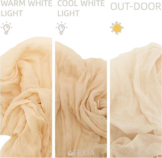 FEXIA 12 Pack Beige Table Runner 35x120 Inches for Baby Shower Decoration Gauze Rustic Table Runner for Wedding Party First Communion Centerpiece Engagement Bridal Shower Boho Decoration