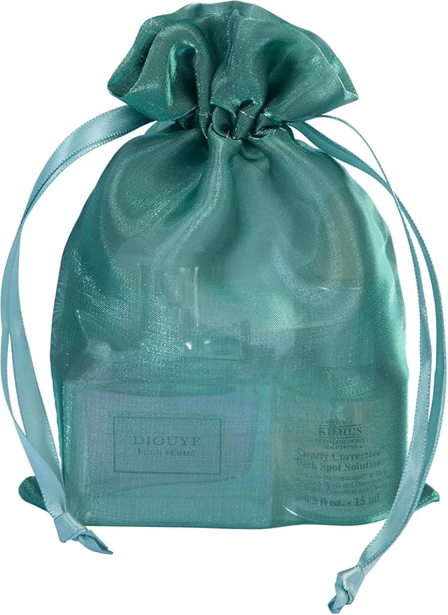 QIANF 20 Pcs Dark Green Small Organza Bags 4X6 inch for Wedding Favors with Drawstring, Mini Mesh Gift Bags Jewelry Pouch for Candy Bridal Shower Party Favor Baby Shower Christmas