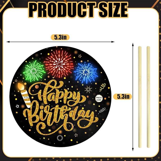 Birthday Cake Toppers，with Light and Music, Blowable，Birthday candles，Fabulous Cake Decoration for girl or Women– Plays Hit Song 'HAPPY Birthday' (Black Gold)