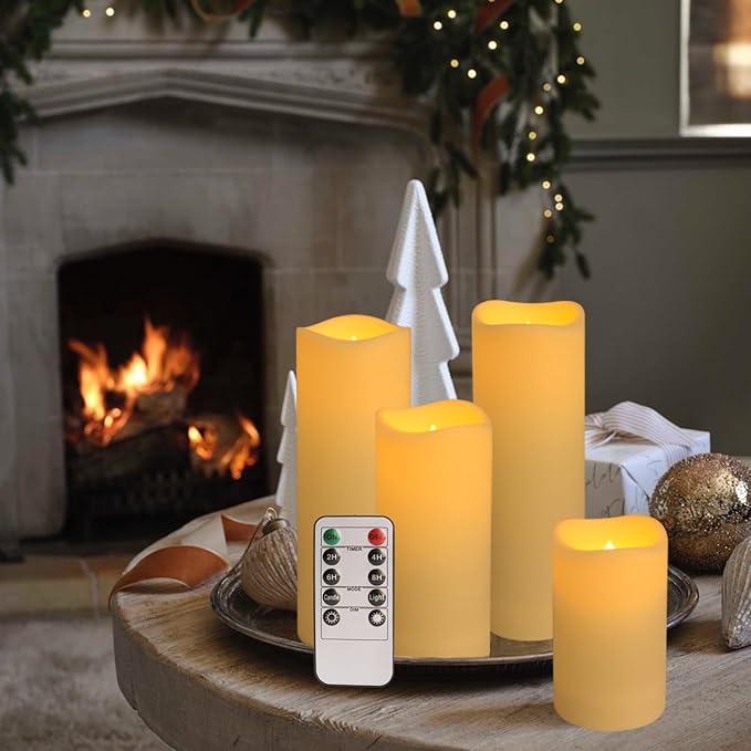 24pack Flickering Flameless Candle with Remote (D2.2 X H4 ”5” 6” inch), 24-Hour Cycling Waterproof Fake LED Lights for home décor, Table Decorations, Wedding, Anniversary, Halloween, Christmas