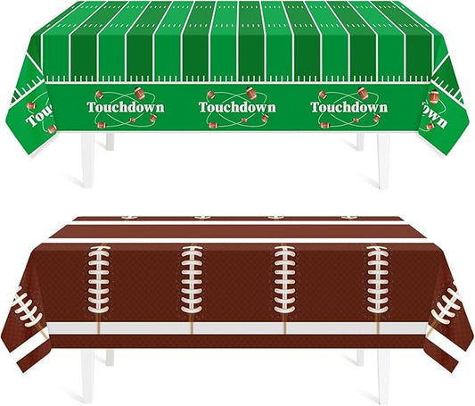 Football Party Decorations,2 Pack Football Tablecloth Disposable Plastic Tablecloth 54" x 108",Football Birthday Party Decor,Football Table Cloth for Rectangle Tables,Football Party Supplies for Home