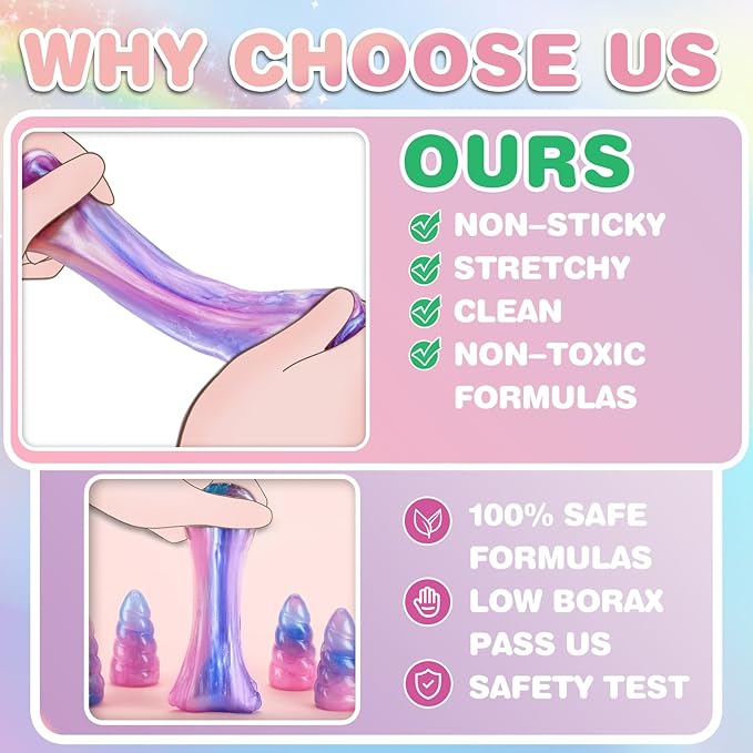 Unicorn Slime Party Favors for Kids, 36 Pack Non-Sticky & Stretchy Unicorn Slime Kit, Birthday Gift, School Classroom Award, Goodie Bags Stuffers, Basket Eggs Filler, Slime Bulk Set for Girls Boys