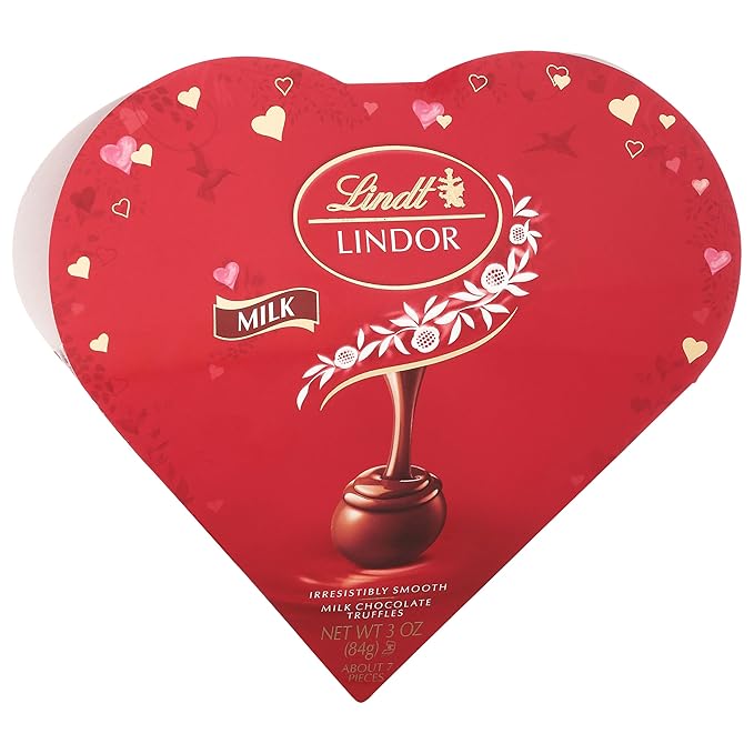 Lindt LINDOR Valentine's Milk Chocolate Candy Truffles Friend Heart, Milk Chocolate Candy with Milk Truffle Filling, 3 oz.