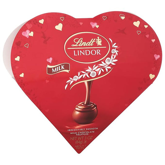 Lindt LINDOR Valentine's Milk Chocolate Candy Truffles Friend Heart, Milk Chocolate Candy with Milk Truffle Filling, 3 oz.