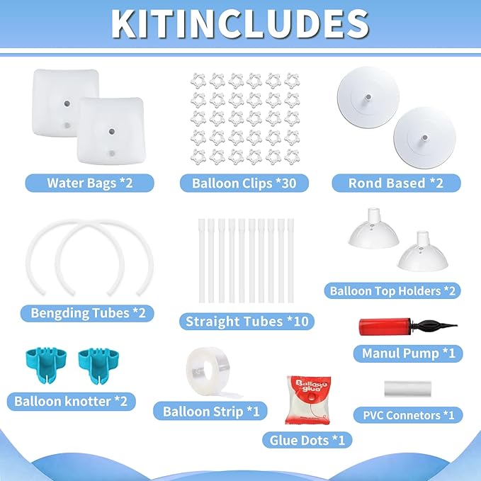 Balloon Arch Kit - Bendable 8.2FT & 6FT Balloon Arch Stand with Base and Manual Pump,Reusable Versatile Half Arch Balloon Stand for Birthday,Wedding, Baby Shower, Holiday, Graduation Party Decorations