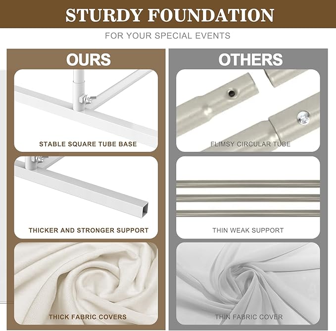 Wedding Arch Backdrop Stand and Cover Set(7.3FT,6FT) Set of 2,Metal Balloon Arch Stand Frame for Wedding Birthday, Party, Baby Shower, Christmas Anniversary,Beige