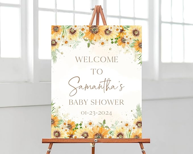 Sunflower Baby Shower Welcome Sign, Girl Rustic Sunflower Baby Shower, Boho Sunflower Baby Shower Decor, Baby Shower Sign, Welcome Sign for Baby Shower, Personalized Baby Shower Sign, Custom Baby Shower Sign