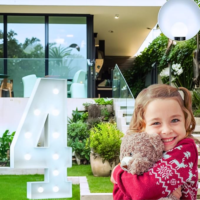 4FT Marquee Light Up Number, Giant Large Number PRE-CUT Foam Board Sign DIY Party Decor for Wedding, Birthday, Anniversary, Graduation, Holiday&Home Supplies (Number 4)