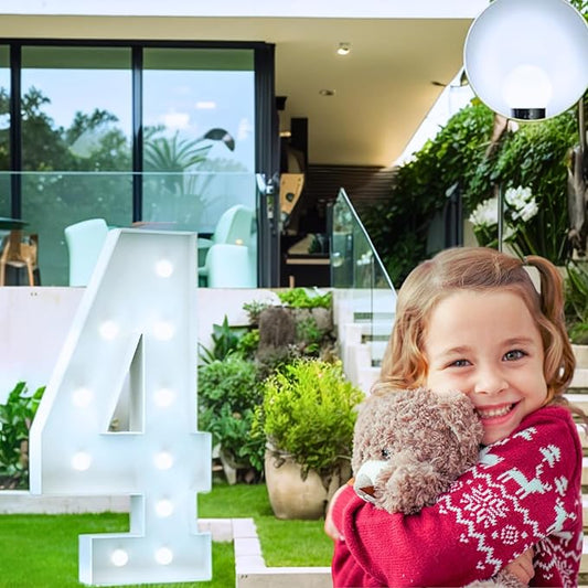 4FT Marquee Light Up Number, Giant Large Number PRE-CUT Foam Board Sign DIY Party Decor for Wedding, Birthday, Anniversary, Graduation, Holiday&Home Supplies (Number 4)