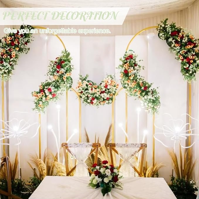 Metal Arch Stand and Cover Set,1 Sage Green Spandex Fitted Backdrop with 1 Gold Wedding Arched Stand Frame for Parties Birthday Baby Shower Bridal Banquet Decoration (4FT)