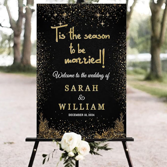 Personalized Christmas Wedding Welcome Sign, Holiday Welcome Sign, Tis the Season to be Married Sign, Winter Wedding Sign, Winter Wedding Decor, Custom Christmas Wedding Sign #8