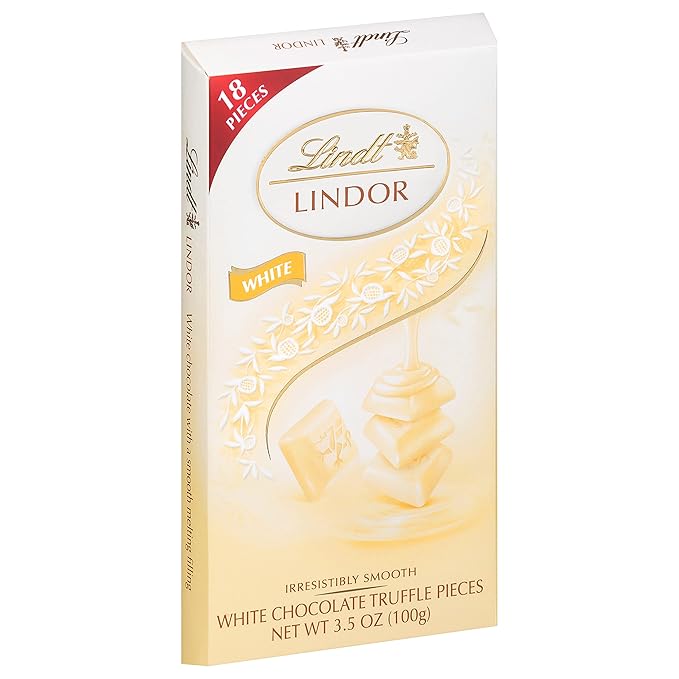 Lindt LINDOR White Chocolate Truffle Bar, White Chocolate Candy with Smooth, Melting Truffle Center, 3.5 oz. Bar (12 Pack)