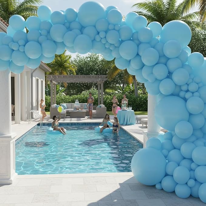 Balloon Garland Arch Kit – 146 Pcs Light Blue Balloons for Baby Shower, Birthday, Gender Reveal, Wedding Party – DIY Kit by Vellax™