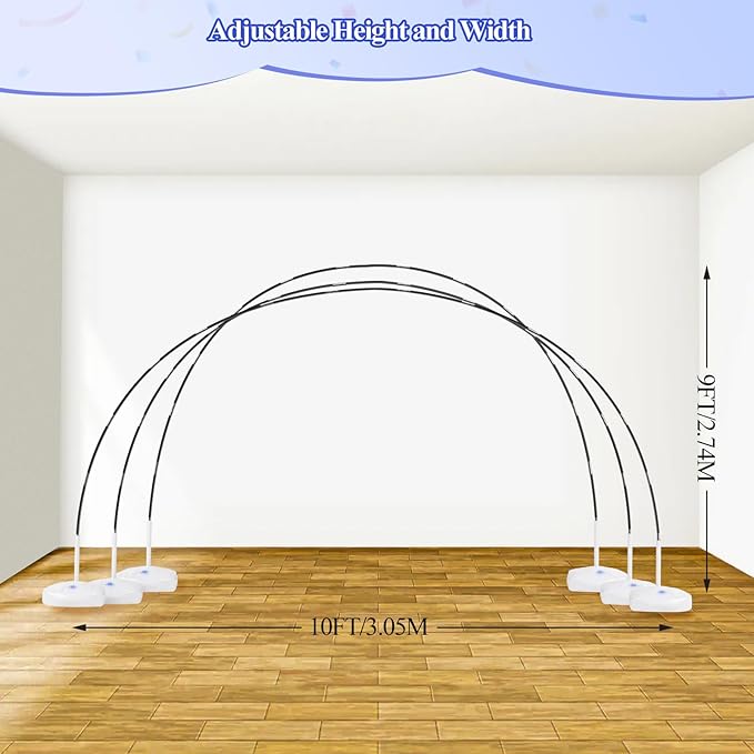 Balloon Arch Kit Stand Foldable storage, 9FT Height & 10FT Width Adjustable Balloon Arch Frame, for Weddings, Baby Showers, Birthdays, Graduation, Backdrop for Parties