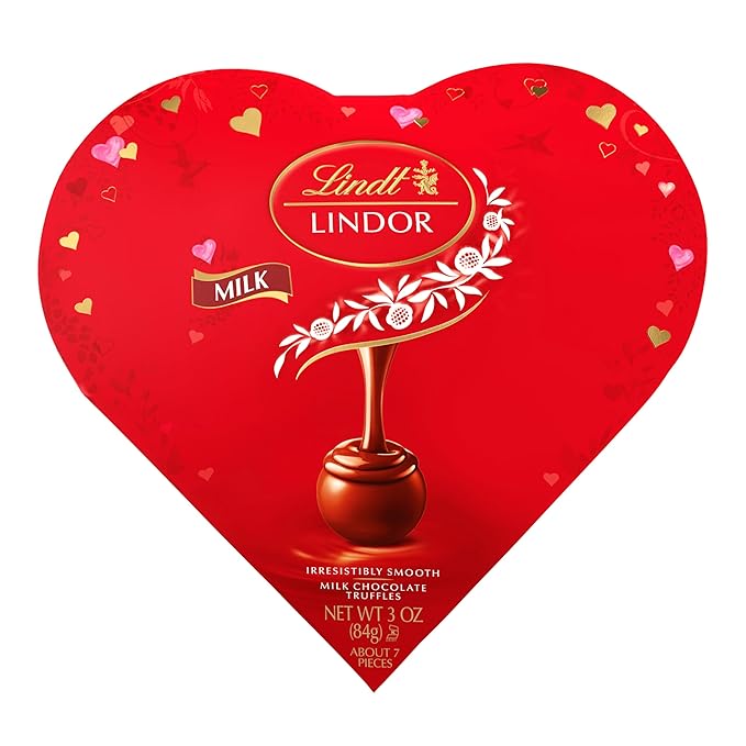 Lindt LINDOR Valentine's Milk Chocolate Candy Truffles Friend Heart, Milk Chocolate Candy with Milk Truffle Filling, 3 oz.