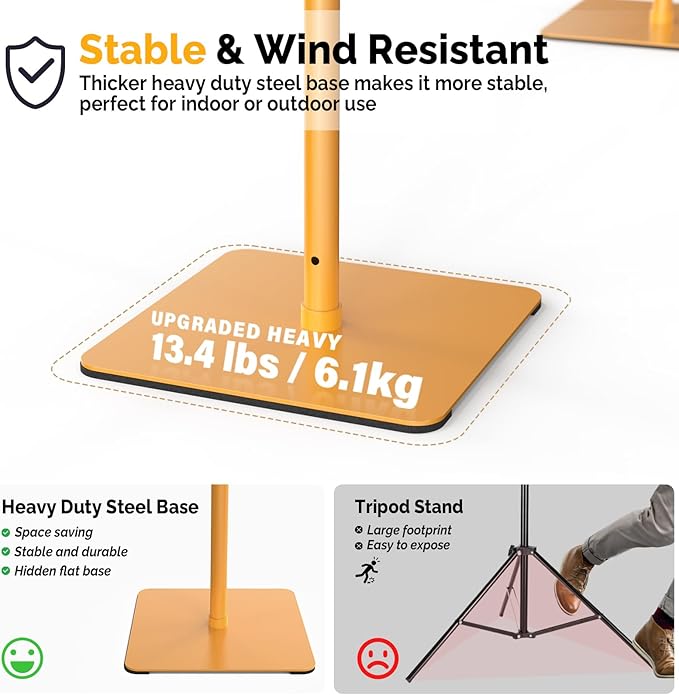 Backdrop Stand, 8x10 ft Adjustable Photo Backdrop Stand Kit, Heavy Duty Background Stand with Steel Base for Photography, Baby Shower, Birthday Parties, Wedding (Golden)