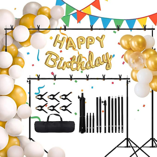 Backdrop Stand, 7x10ft(2.1x3m) Photo Studio Adjustable Background Stand Support Kit with 5 Crossbars, 6 Backdrop Clamps and and Carrying Bag for Photo Video Shooting, Parties, Wedding