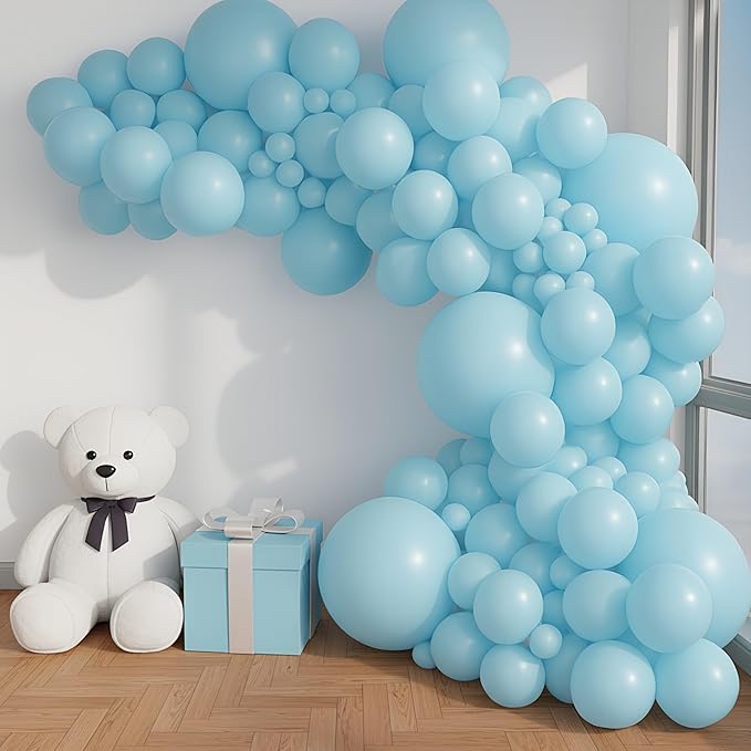 Balloon Garland Arch Kit – 146 Pcs Light Blue Balloons for Baby Shower, Birthday, Gender Reveal, Wedding Party – DIY Kit by Vellax™