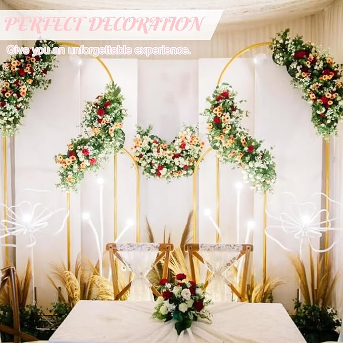 Metal Arch Stand and Cover Set,1 Pink Spandex Fitted Backdrop with 1 Gold Wedding Arched Stand Frame for Parties Birthday Baby Shower Bridal Banquet Decoration (6.6FT)