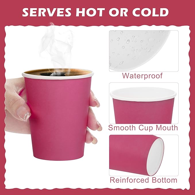 URATOT 60 Pieces 9 Ounce Disposable Paper Cups Neon Color Party Cups Drinking Cups for Party, DIY, and Holiday, 4 Colors